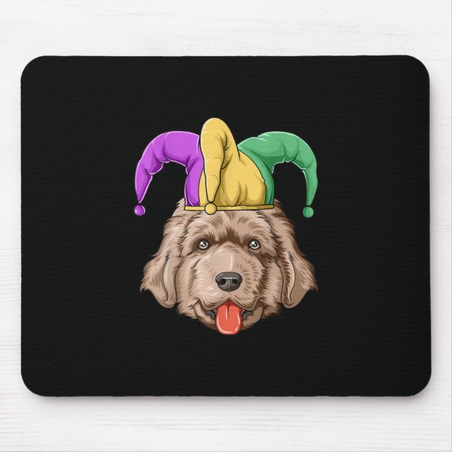 Newfie dog with hat | newfoundland owner gift mouse pad (Front)