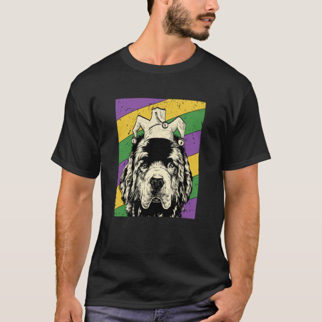 Newfie Jester Mardi Gras Dog Mum or Dad T-Shirt (Front)
