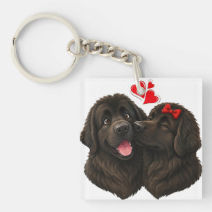 Newfie Kisses Puppy Love Key Ring