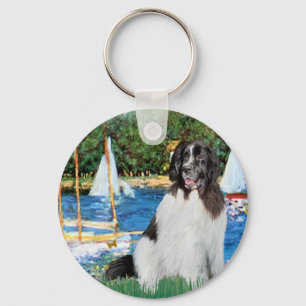 Newfie Landseer 3 - Sailboats Key Ring