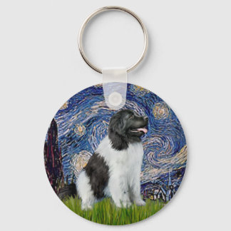 Newfie Landseer - Starry Night Key Ring