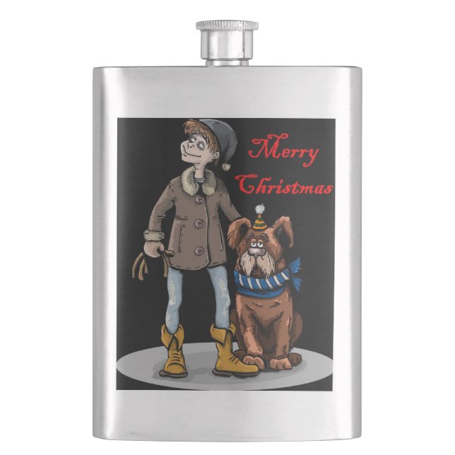 newfie merry christmas hip flask (Front)