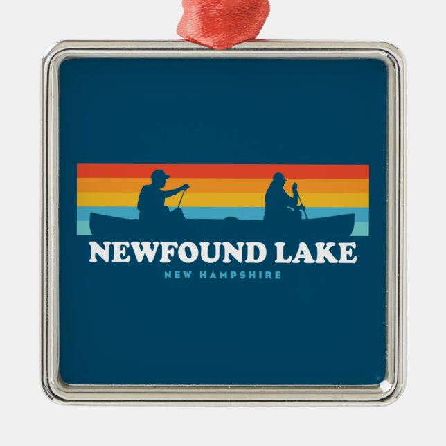 Newfound Lake New Hampshire Canoe Metal Tree Decoration (Front)