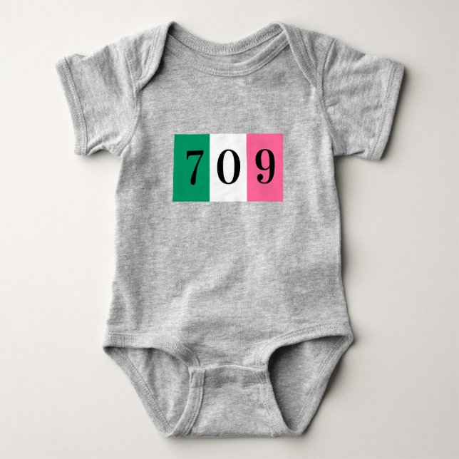 Newfoundland and labrabor baby bodysuit 709  (Front)
