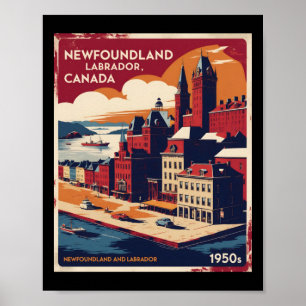Newfoundland And Labrador Canada 1950s Vintage Tra Poster