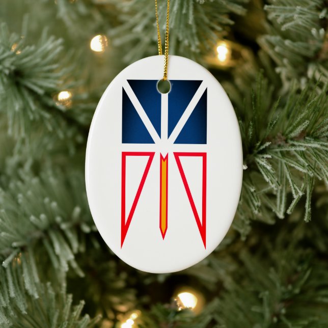 Newfoundland and Labrador flag (vertical) Ceramic Tree Decoration (Tree)