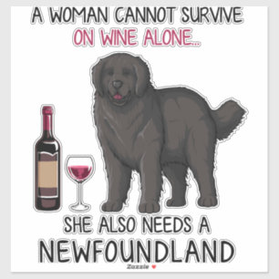 Newfoundland and wine Funny dog 