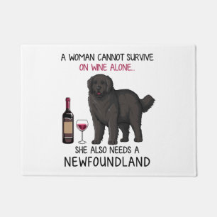 Newfoundland and wine Funny dog  Doormat