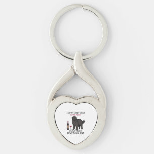 Newfoundland and wine Funny dog Key Ring