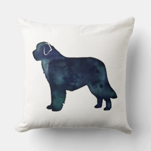 Newfoundland Black Watercolor Silhouette Cushion