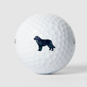 Newfoundland Black Watercolor Silhouette Golf Balls