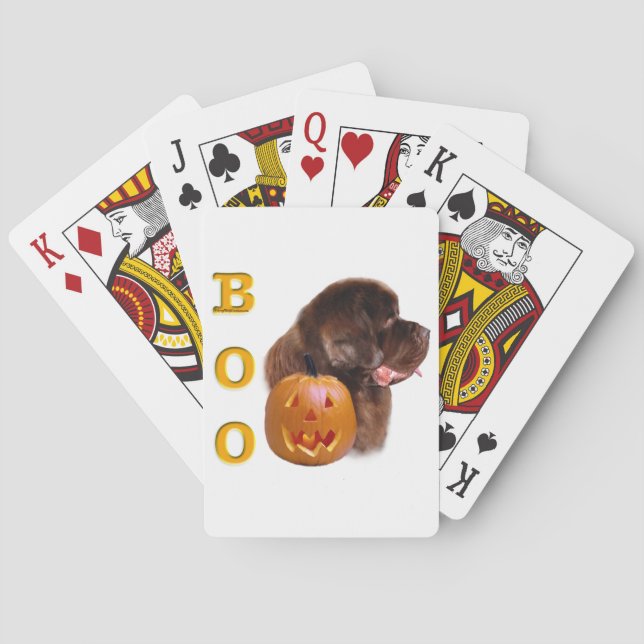 Newfoundland Brown Halloween BOO Playing Cards (Back)