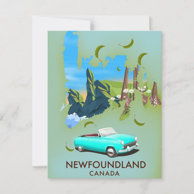 Newfoundland Canada map travel poster (Front)