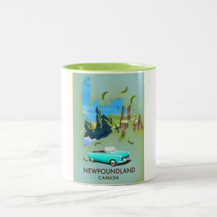 Newfoundland Canada map travel poster Two-Tone Coffee Mug