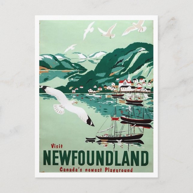 Newfoundland, Canada, Retro Travel Postcard (Front)