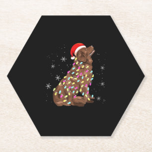 Newfoundland christmas light gift  funny dog lover paper coaster