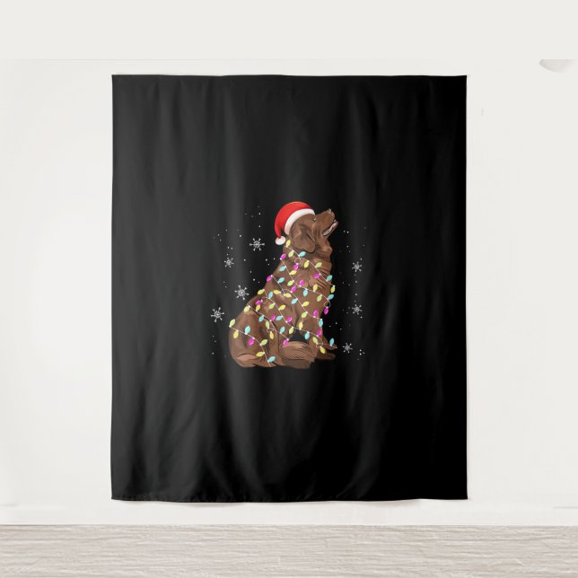 Newfoundland christmas light gift |funny dog lover tapestry (Front)
