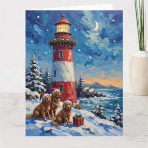 Newfoundland Christmas Lighthouse Holiday Card