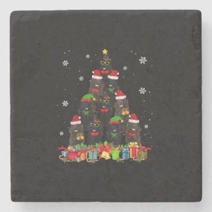 Newfoundland Christmas Tree Funny Dog Lover Xmas Stone Coaster