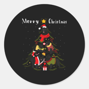 Newfoundland Christmas Tree Xmas Dog Lover Classic Round Sticker