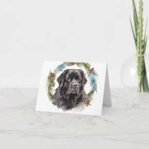 Newfoundland Christmas Wreath Festive Pup  Card