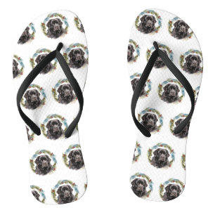 Newfoundland Christmas Wreath Festive Pup  Jandals