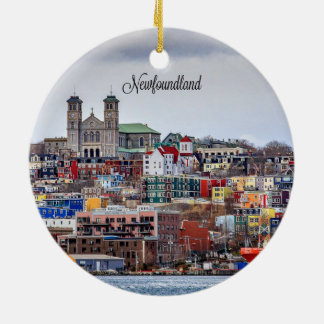 Newfoundland, cityscape photograph ceramic tree decoration
