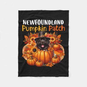Newfoundland Cute Patch Thanksgiving Pumpkins Fall Fleece Blanket