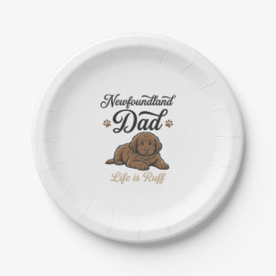Newfoundland Dad Life Is Ruff Vintage Dog Shirt Paper Plate