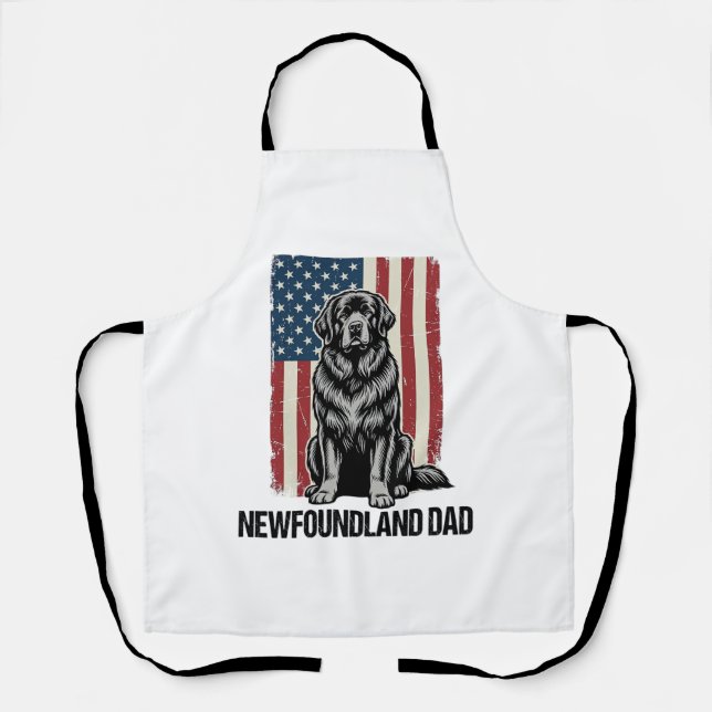 Newfoundland Dad Patriotic Dog Vintage Apron (Front)