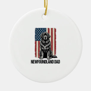 Newfoundland Dad Patriotic Dog Vintage Ceramic Tree Decoration