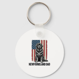 Newfoundland Dad Patriotic Dog Vintage Key Ring