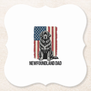 Newfoundland Dad Patriotic Dog Vintage Paper Coaster