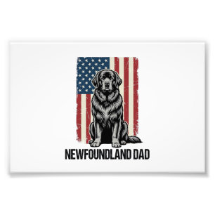 Newfoundland Dad Patriotic Dog Vintage Photo Print