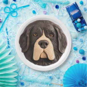 Newfoundland Dog 3D Inspired Paper Plate
