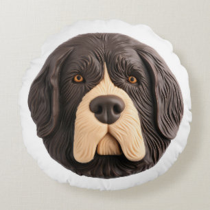 Newfoundland Dog 3D Inspired Round Cushion