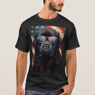 Newfoundland dog 4th of July american flag T-Shirt