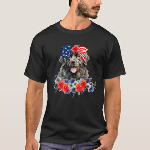 Newfoundland Dog Bandanna American Flag 4th Of Jul T-Shirt