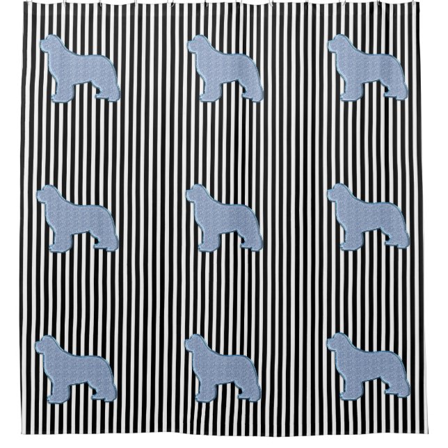 Newfoundland dog blue multi shower curtain (Front)