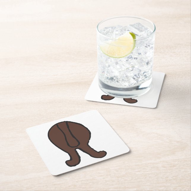 newfoundland dog brown hiney square paper coaster (Insitu)