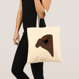 Newfoundland Dog Brown Peeking Cartoon Tote Bag