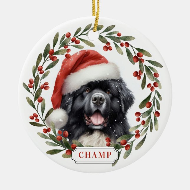 Newfoundland Dog Ceramic Circle Ornament (Front)