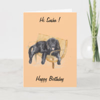 Newfoundland Dog, change the name, birthday card.