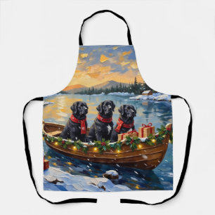 Newfoundland Dog Christmas Boat Holiday Apron