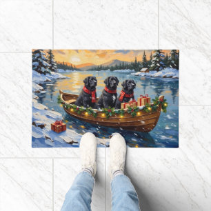 Newfoundland Dog Christmas Boat Holiday Doormat