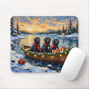 Newfoundland Dog Christmas Boat Holiday Mouse Pad