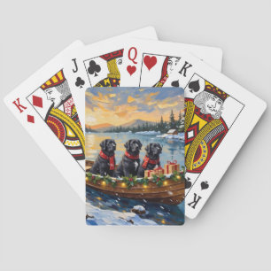 Newfoundland Dog Christmas Boat Holiday Playing Cards