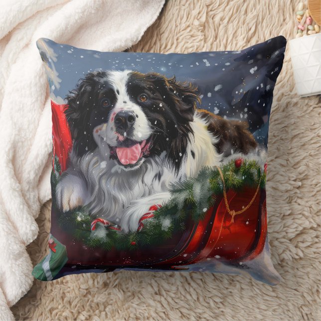 Newfoundland Dog Christmas Festive Cushion (Blanket)