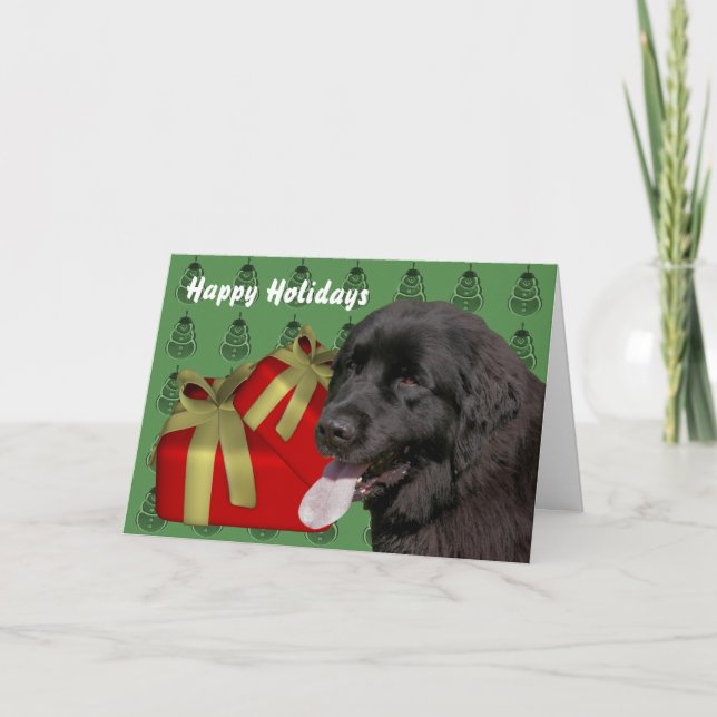 Newfoundland Dog Christmas Holiday Card (Front)