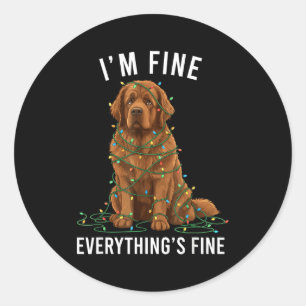 Newfoundland Dog Christmas I'm Fine Everything Is  Classic Round Sticker